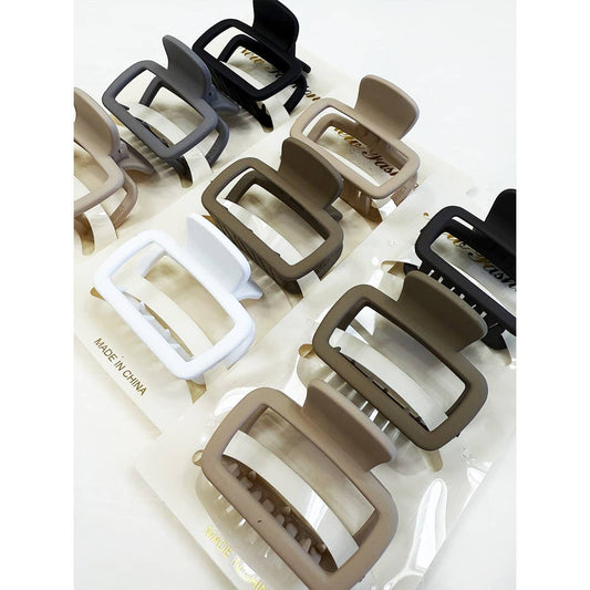 Neutral Color Medium Size  Rectangle Hair Claw Set: MIX COLOR / ONE(12)