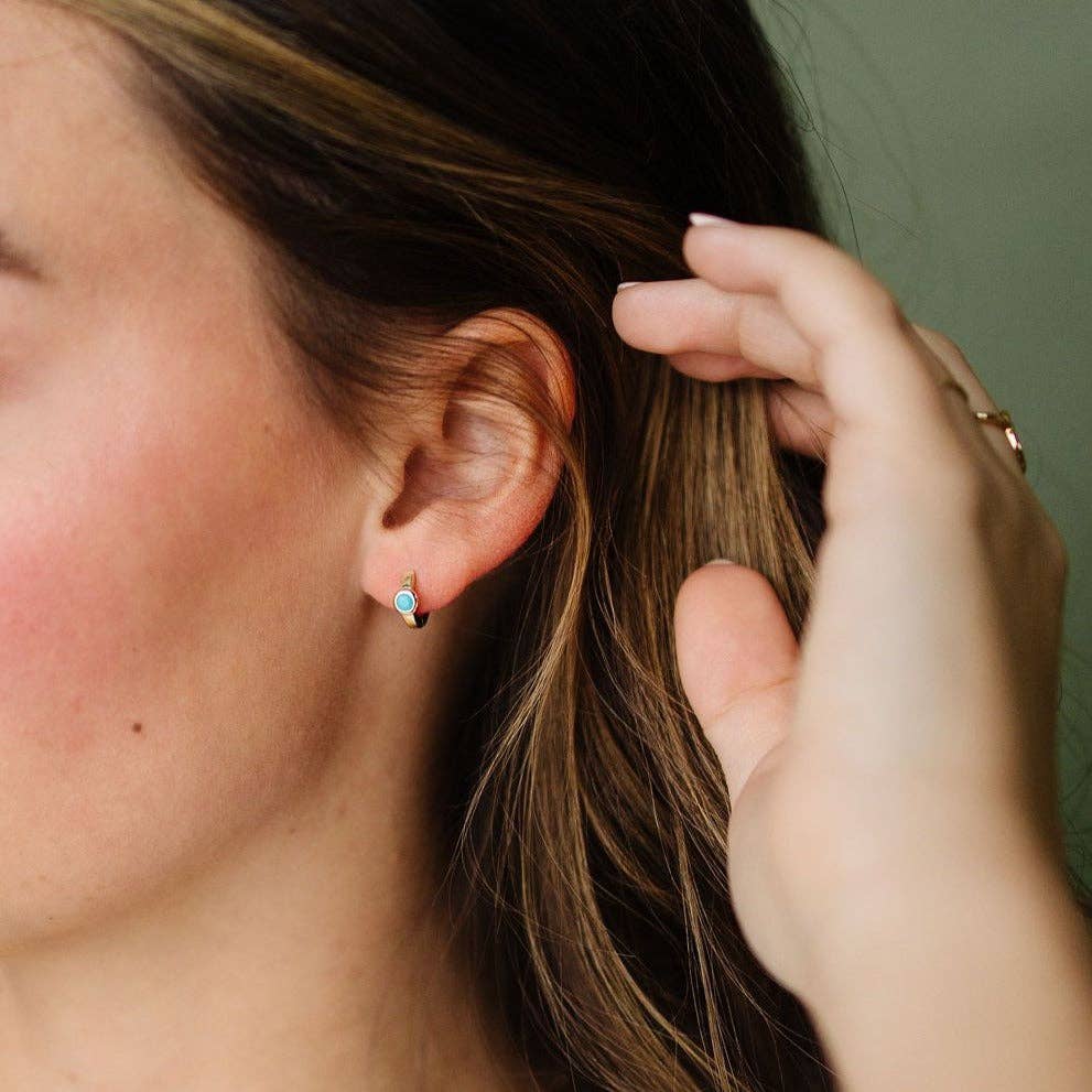 Noelle Turquoise Hoops: Gold