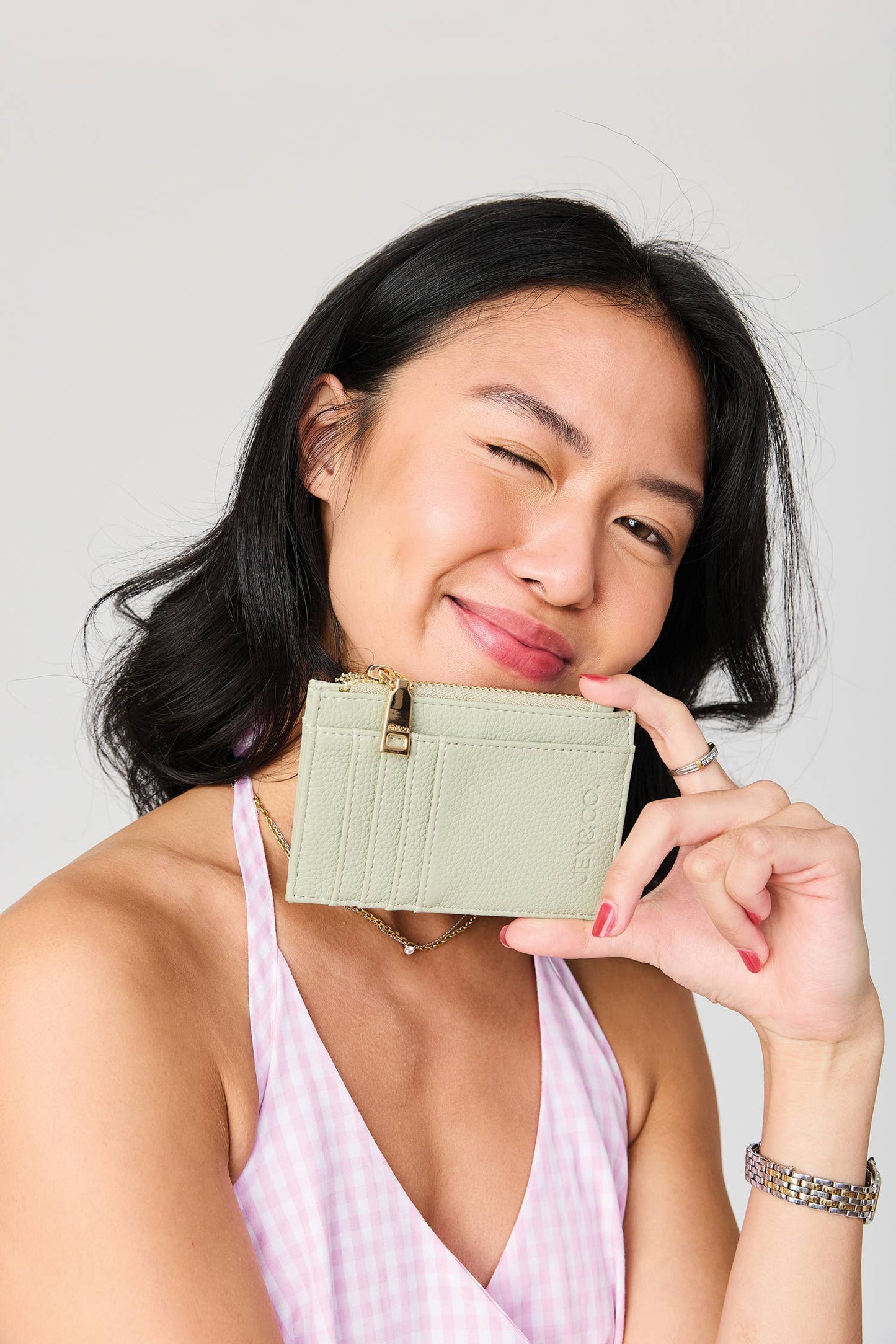 WL1991 Sia Printed Card Holder Wallet: Gold