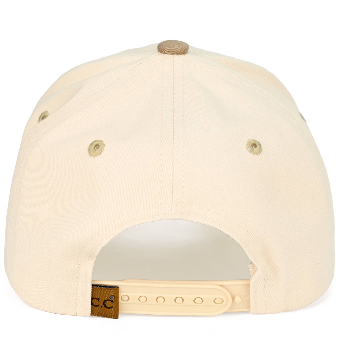 C.C MOMMIN Letter Two Tone Trucker Cap: Beige