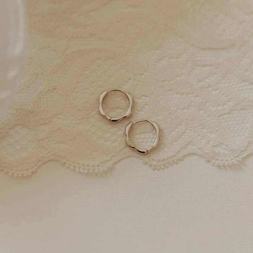 Lola Floral Hoops: Silver