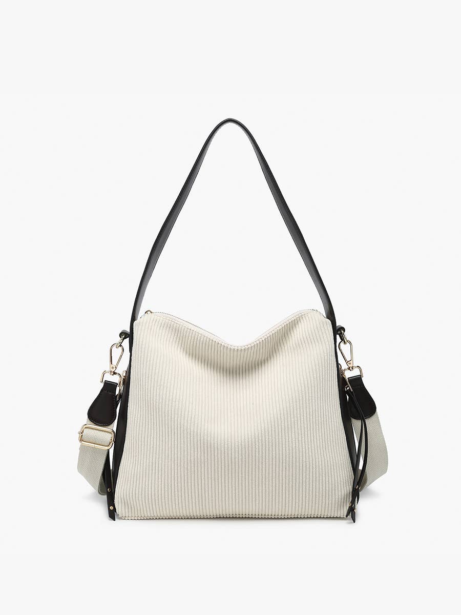 Michaela Slouchy Hobo w/ Guitar Strap | M2594 : Black/White