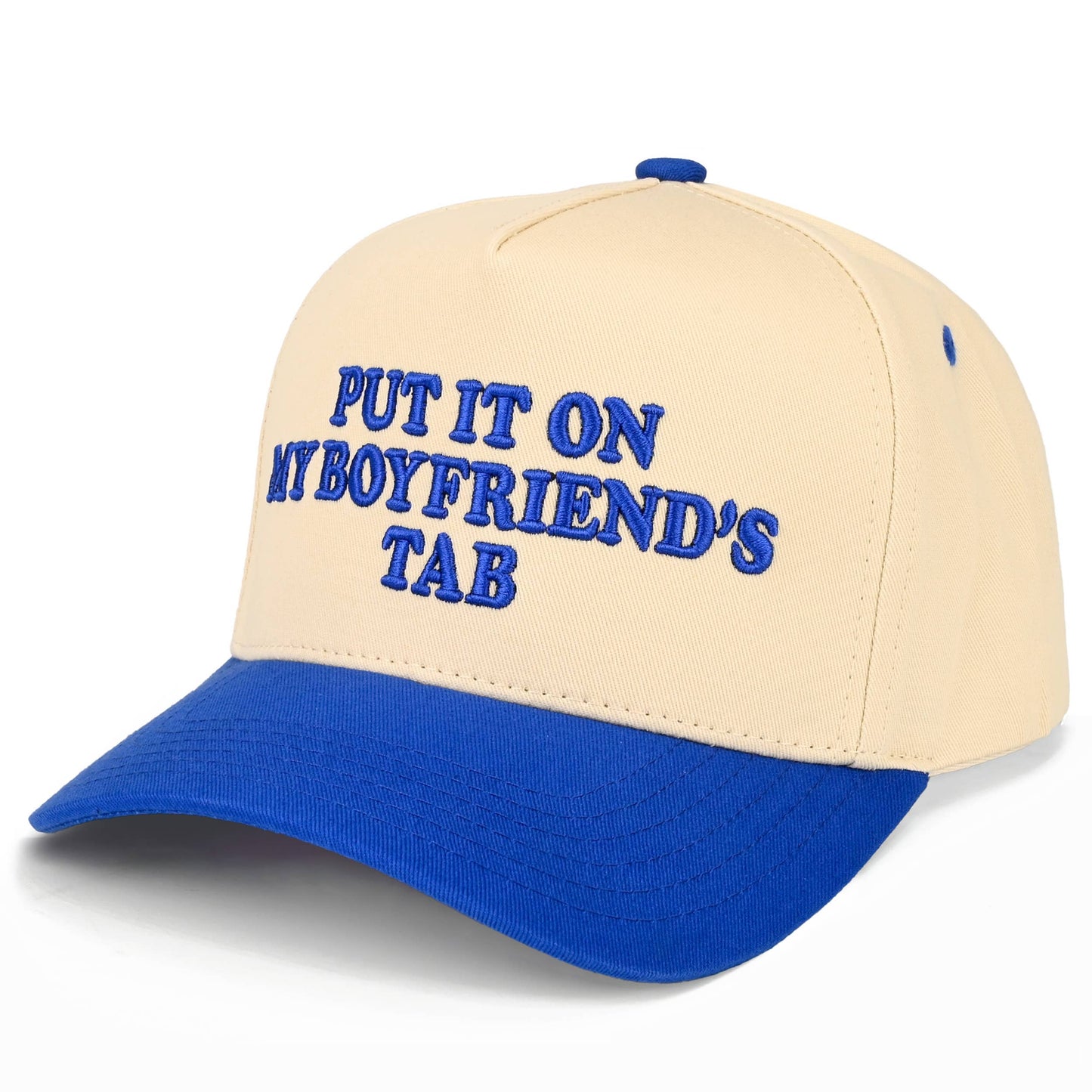 C.C PUT IT ON MY BOYFRIEND'S TAB Letter Two Tone Trucker Hat: Black