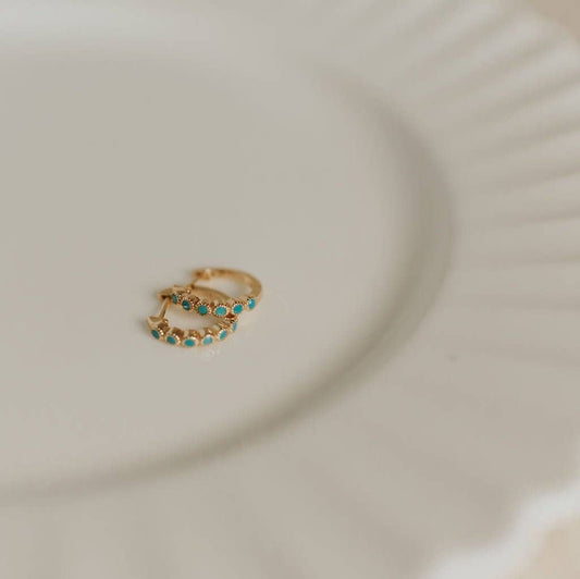 Gaby Turquoise Hoops: Silver