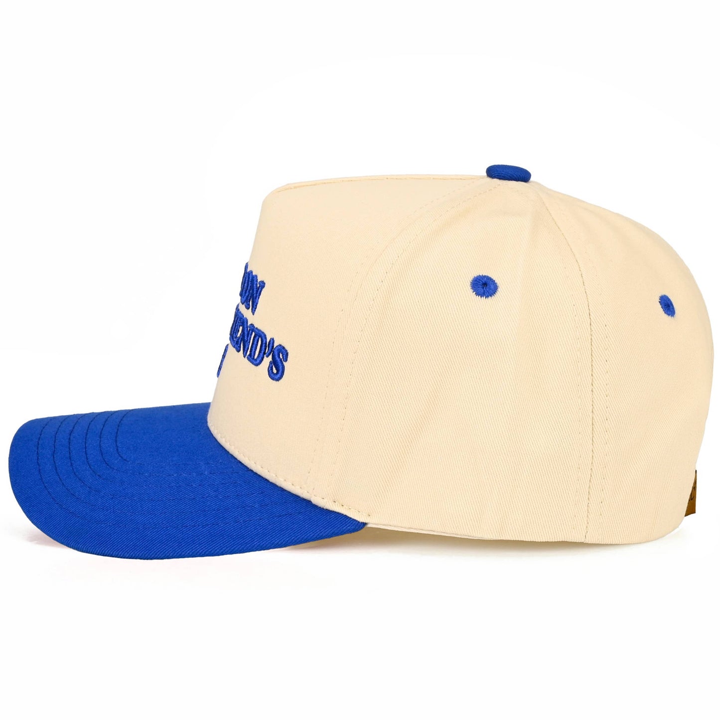 C.C PUT IT ON MY BOYFRIEND'S TAB Letter Two Tone Trucker Hat: Black