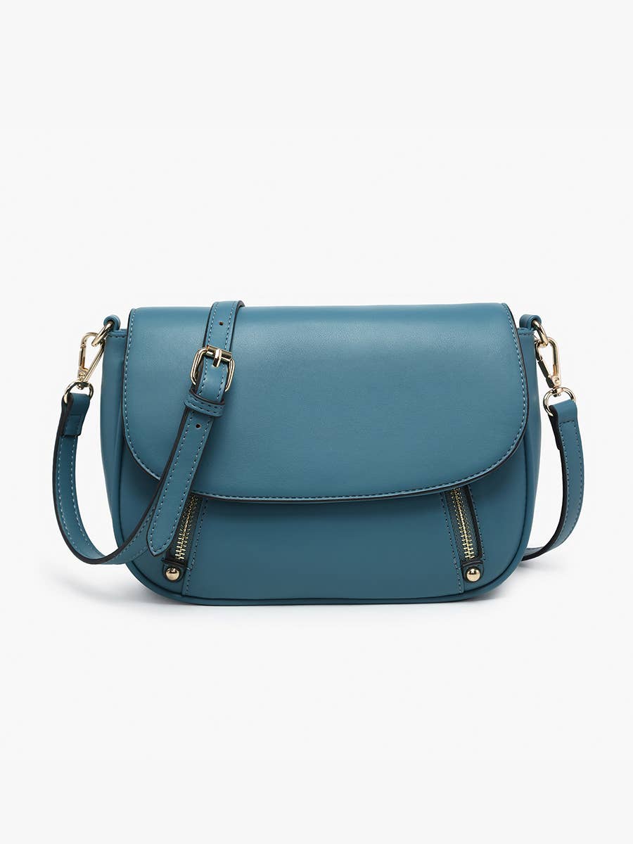 Lindsay Flapover Crossbody Bag – Dual Zip | M2628 : Black