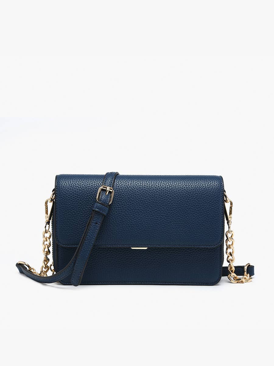 M2589 Lauryn Flapover Crossbody w/ Chain Strap: Black