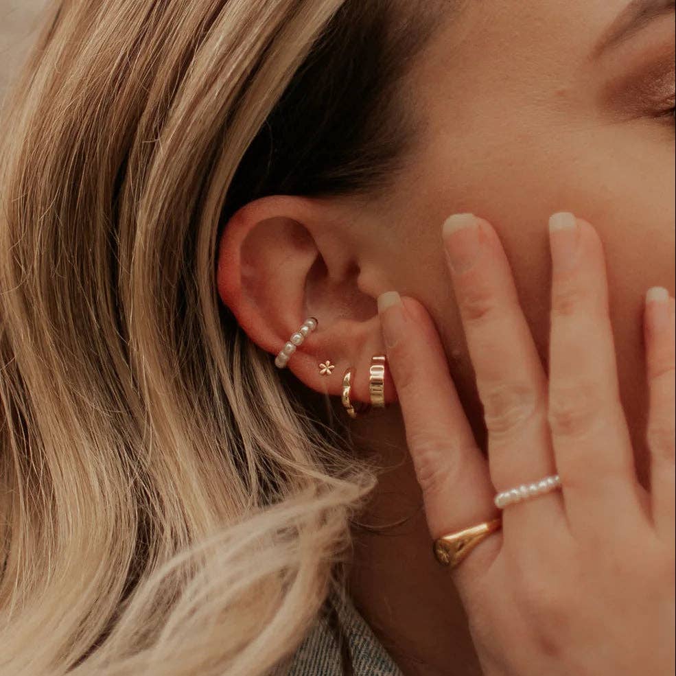 Lola Floral Hoops: Silver
