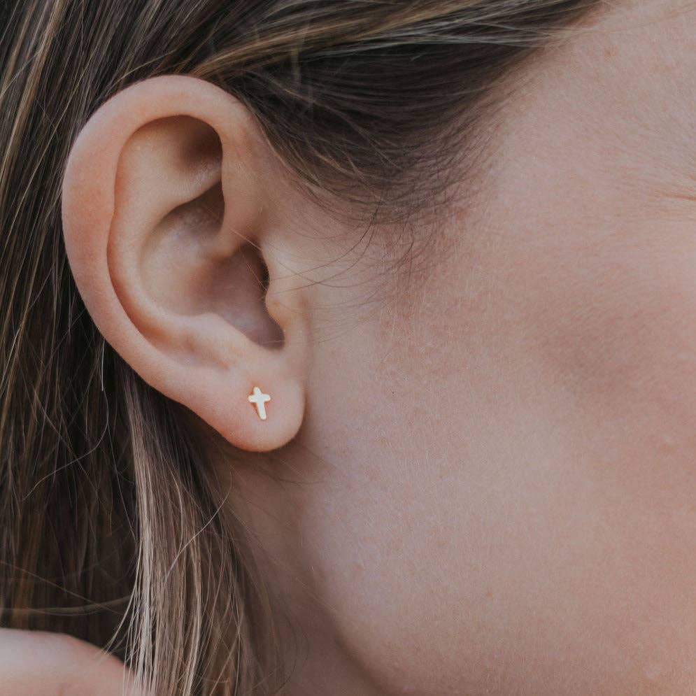 Cross Studs: Gold