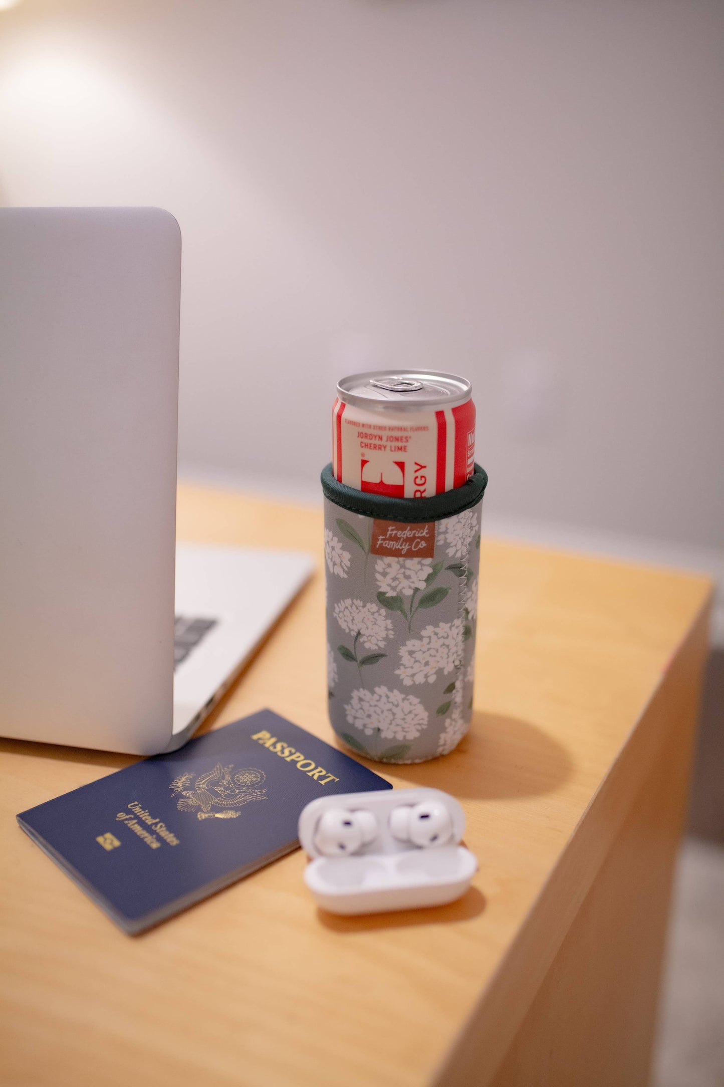 Slim Can Drink Sleeves- Reusable Neoprene Coolers with Aesthetic Patterns, 12oz Skinny Can Holder for Seltzer Energy Drinks: 7 blue hydrangea