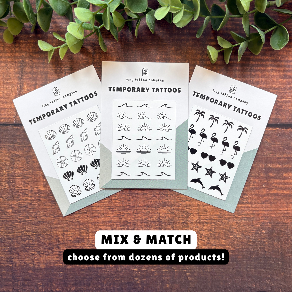Mini Sun & Waves Temporary Tattoo Pack ☀️: With Hanging Tab