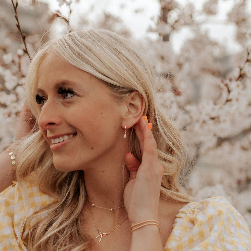 April Raindrop Dangle Hoops: Gold