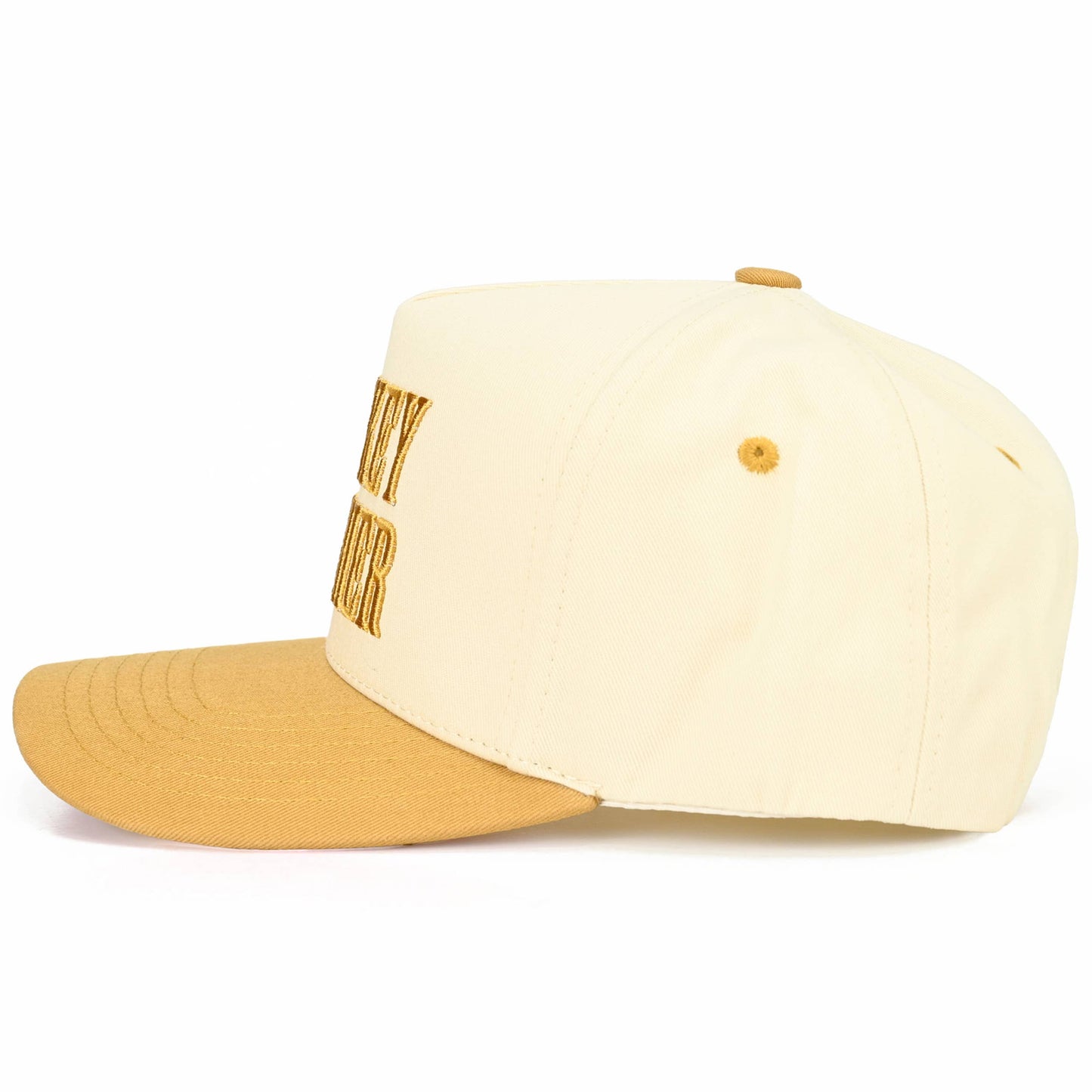 C.C WHISKEY WEATHER Embroidered Letter Two Tone Trucker Hat: Brown