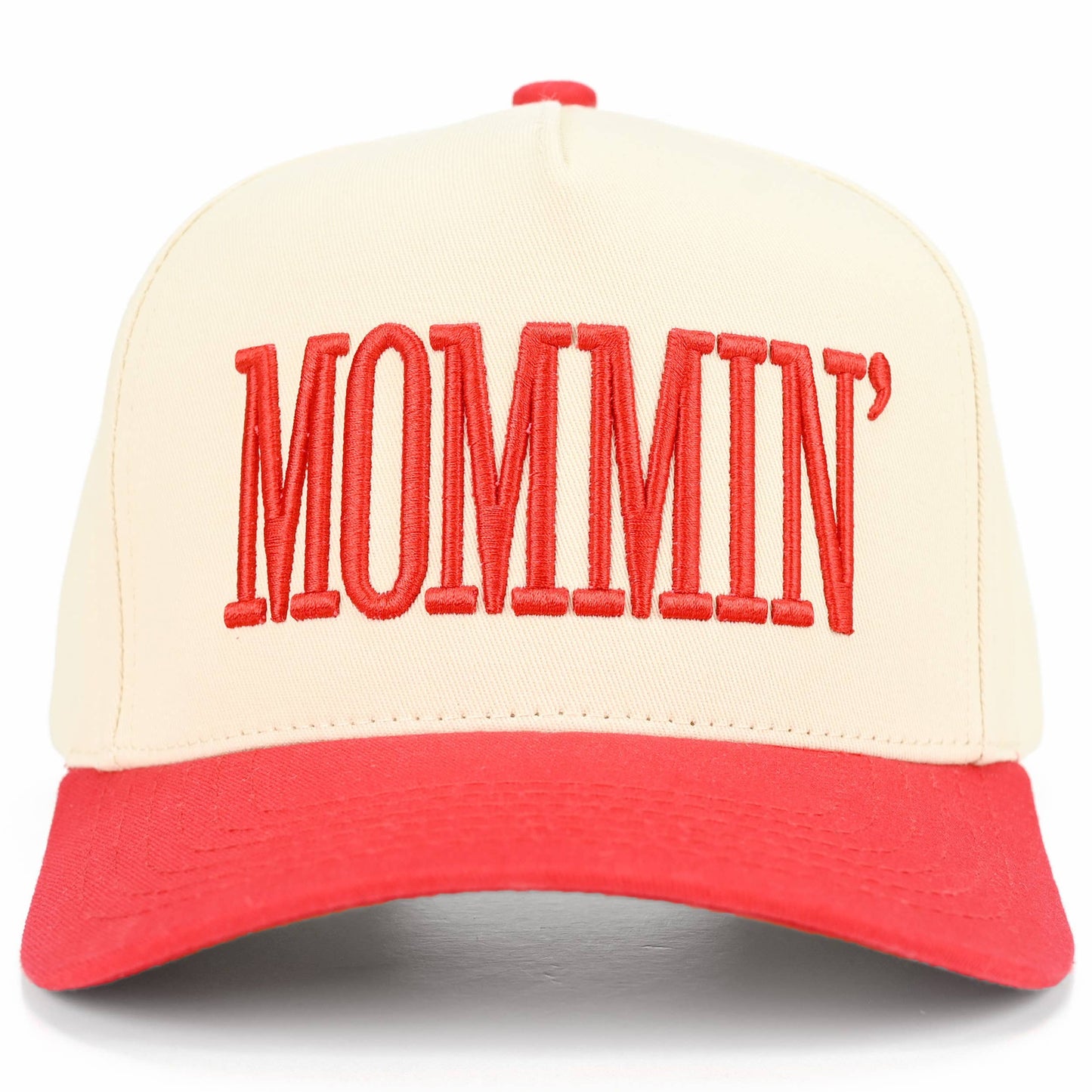 C.C MOMMIN Letter Two Tone Trucker Cap: Beige