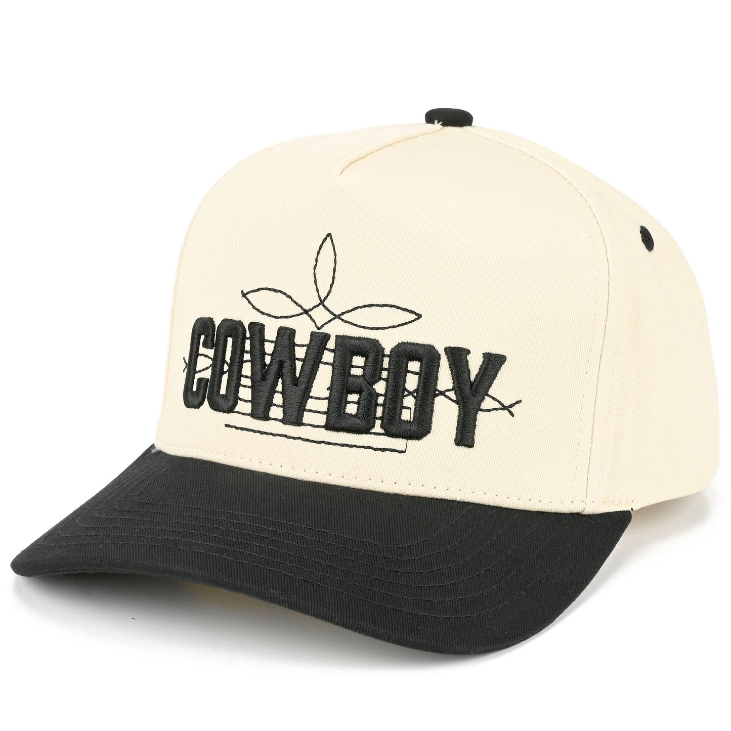 C.C COWBOY Letter Embroidered on Two Tone Trucker Hat: Brown