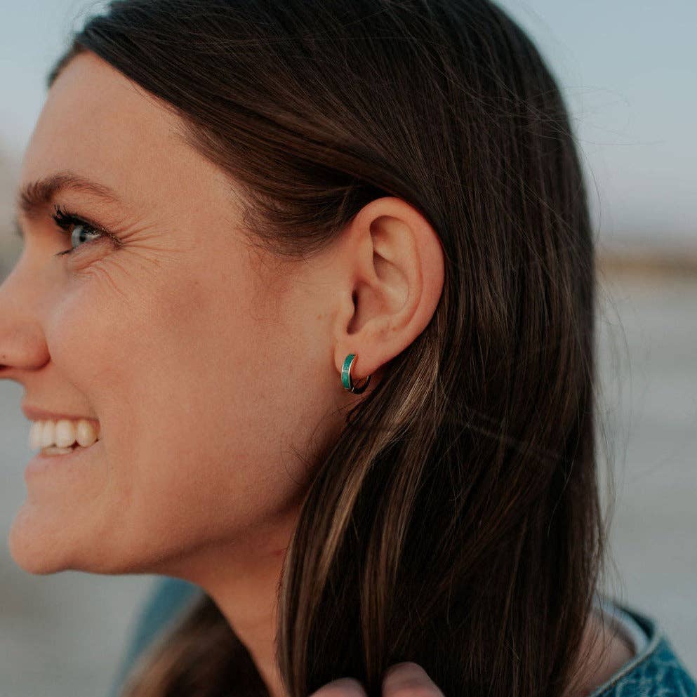 AZ Turquoise Hoops: Gold