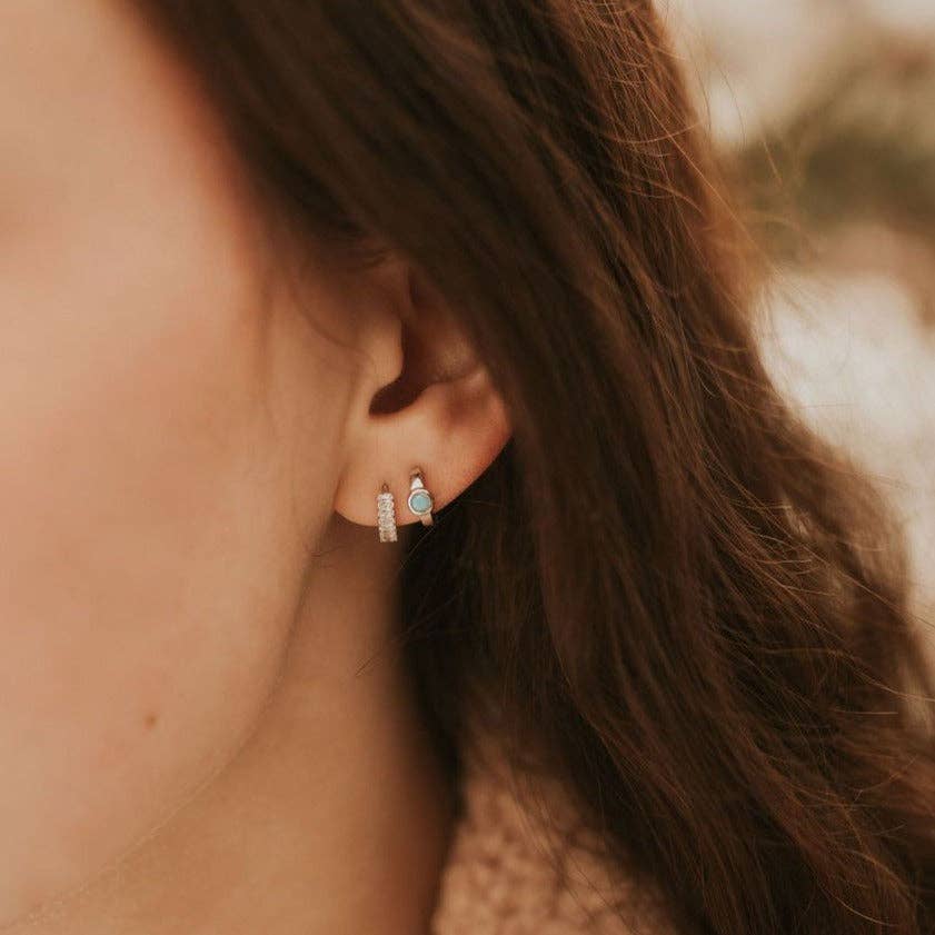 Noelle Turquoise Hoops: Silver