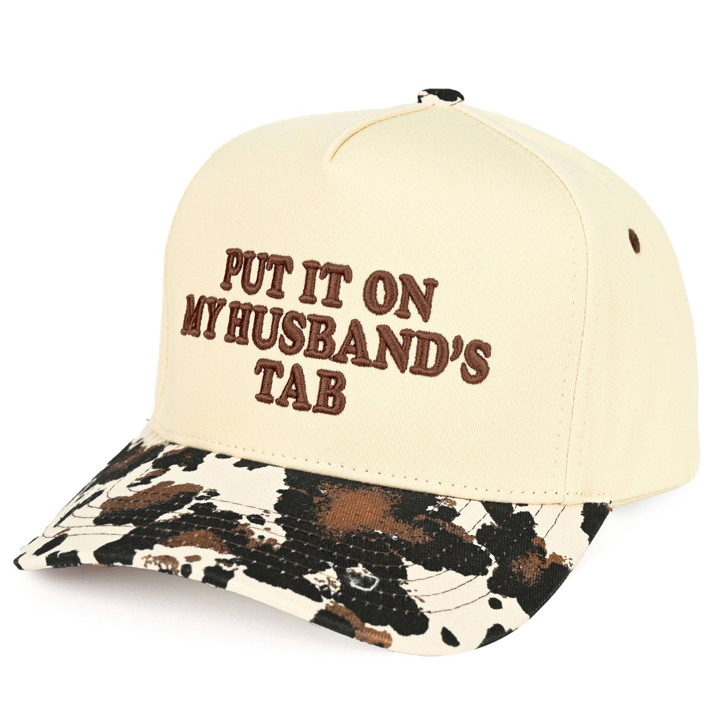 C.C PUT IT ON MY HUSBAND'S TAB Letter Trucker Hat: Brown