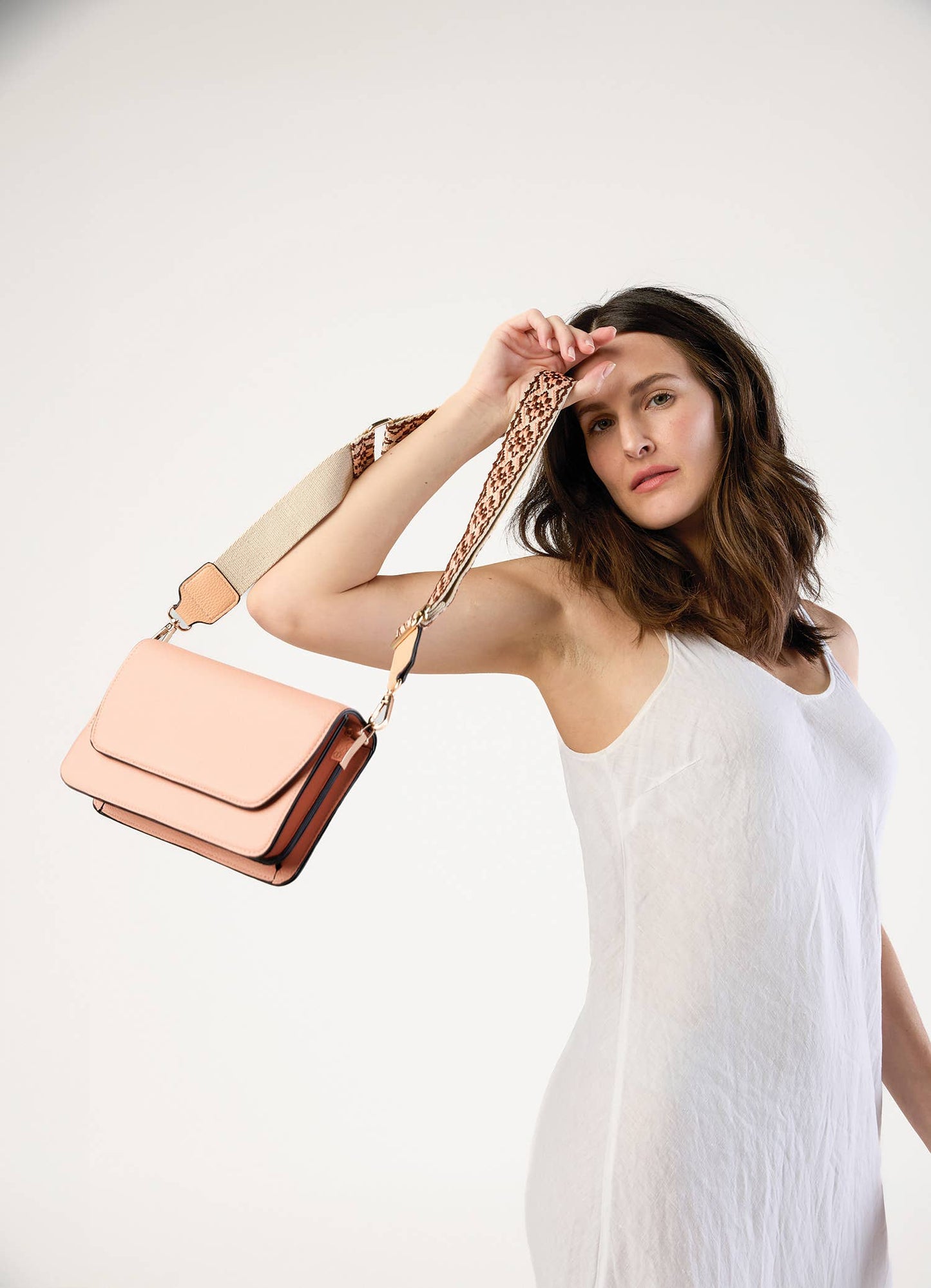 M2278 Noah Flapover Crossbody w/ Guitar Strap: Brown