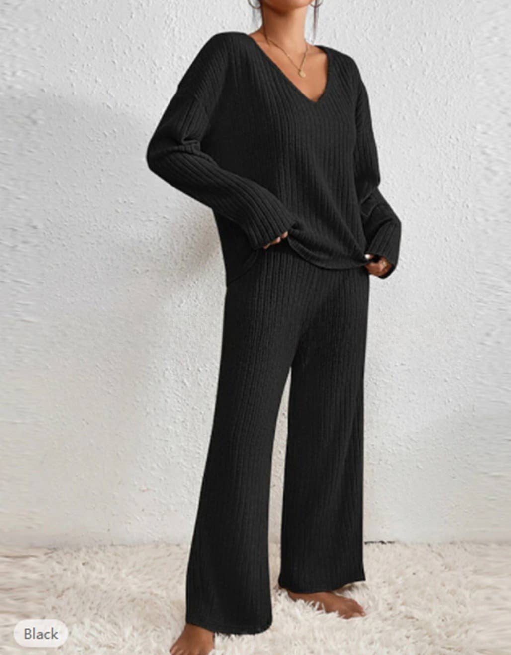 V-NECK LOOSE CASUAL PIT STRIP LONG SLEEVE SUIT: APRICOT / (S) 1