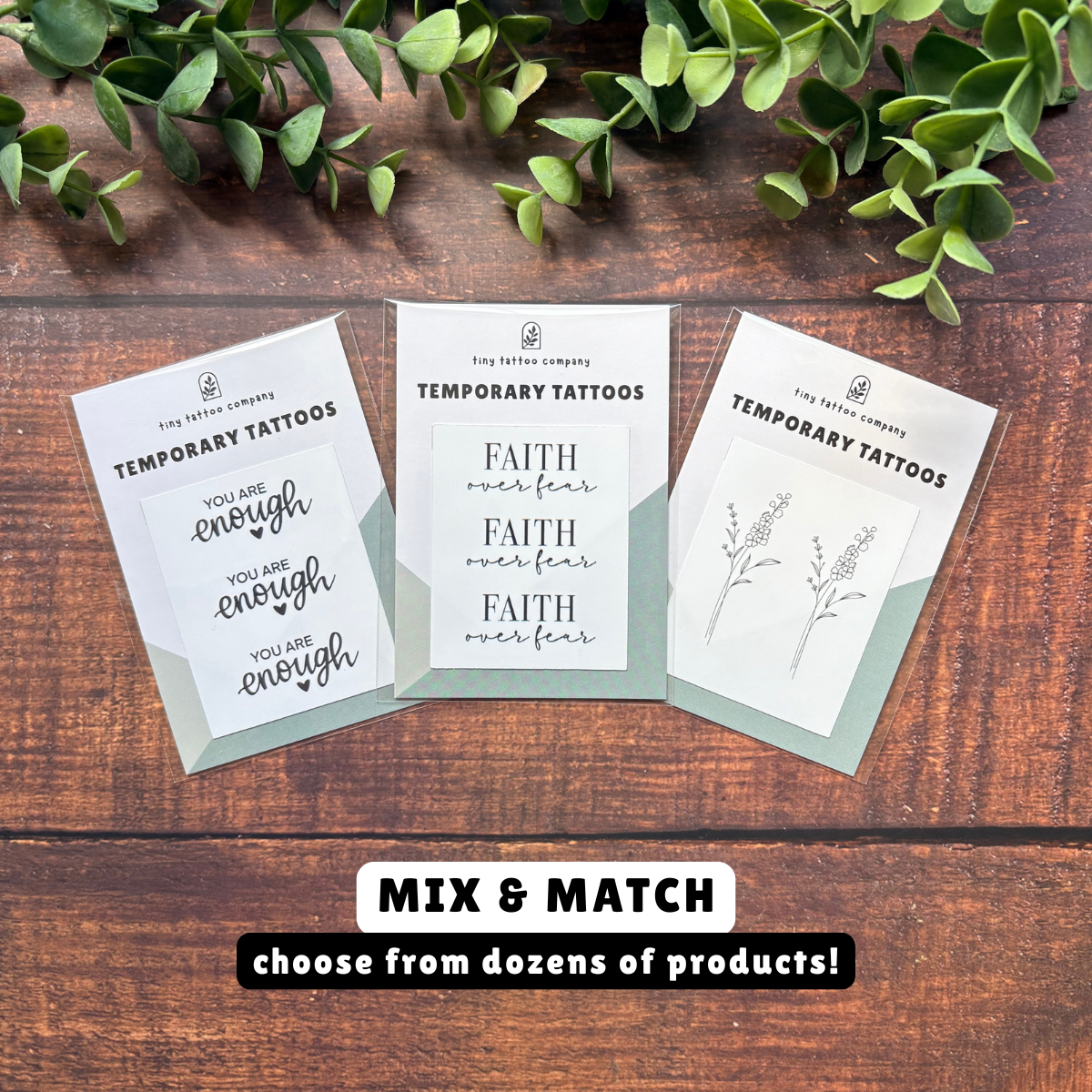 'Faith Over Fear' Temporary Tattoo Set  ✝︎: With Hanging Tab