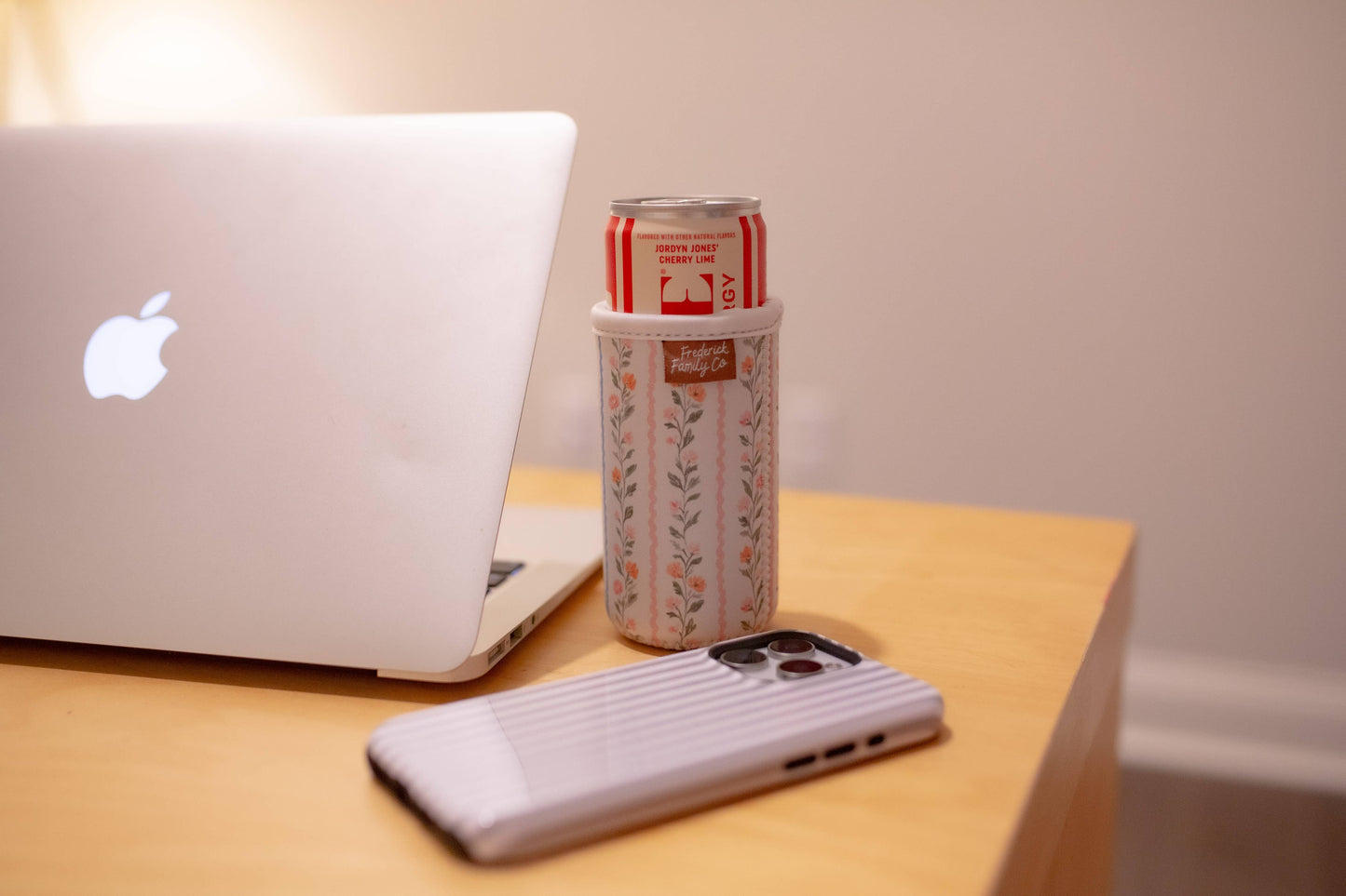 Slim Can Drink Sleeves- Reusable Neoprene Coolers with Aesthetic Patterns, 12oz Skinny Can Holder for Seltzer Energy Drinks: 6 green stripe