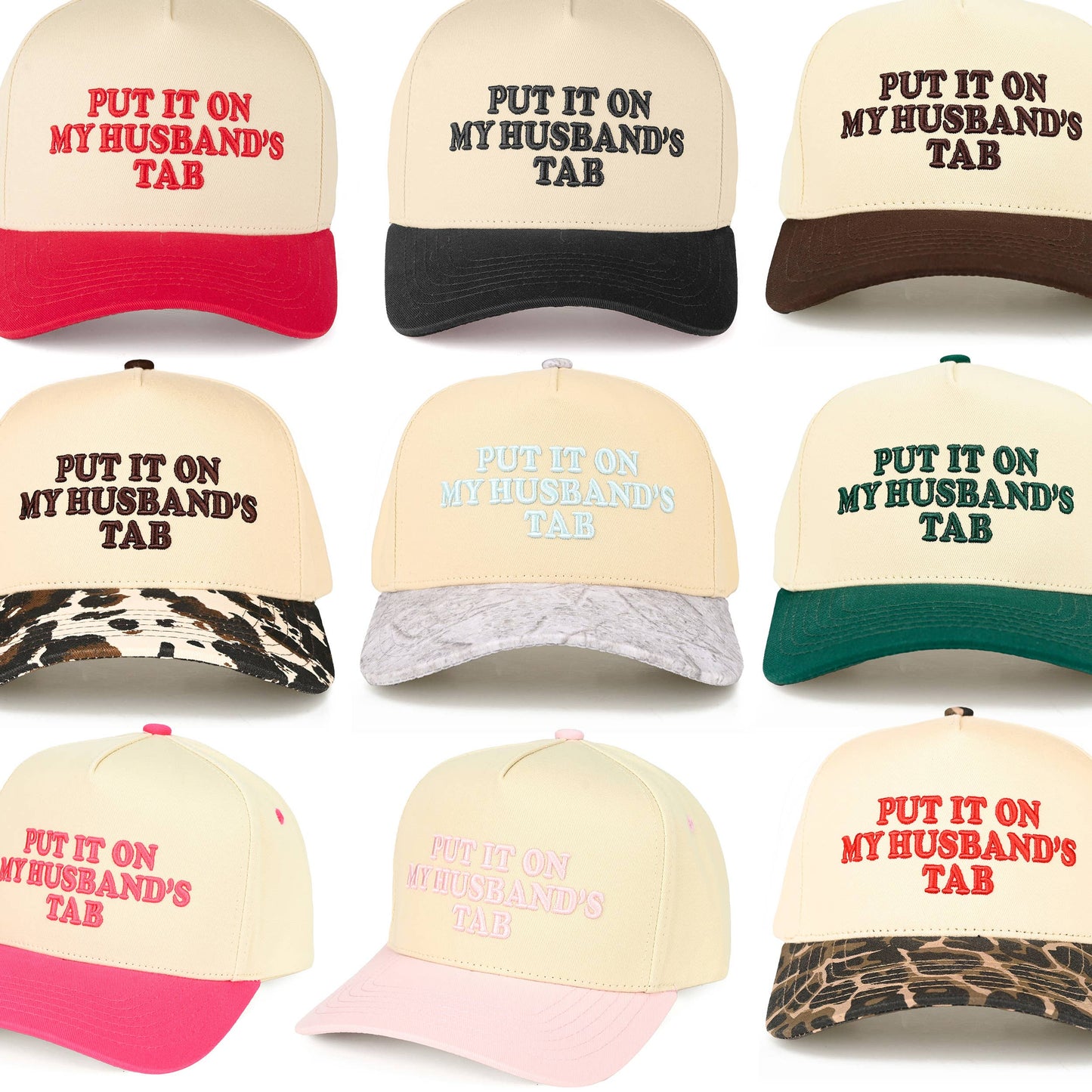 C.C PUT IT ON MY HUSBAND'S TAB Letter Trucker Hat: Brown