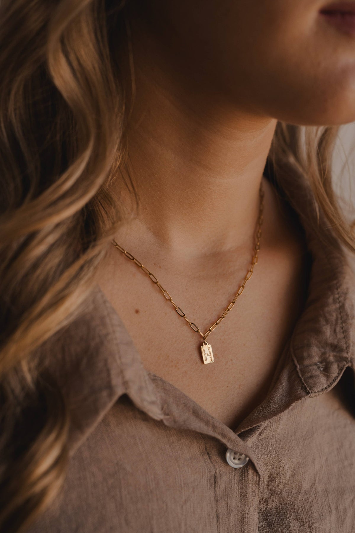 Believe In Miracles Mini Tag Necklace | Christian Jewelry