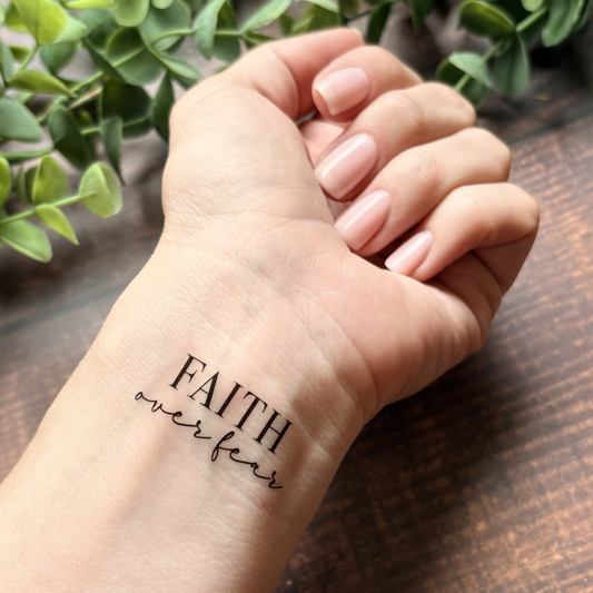 'Faith Over Fear' Temporary Tattoo Set  ✝︎: With Hanging Tab