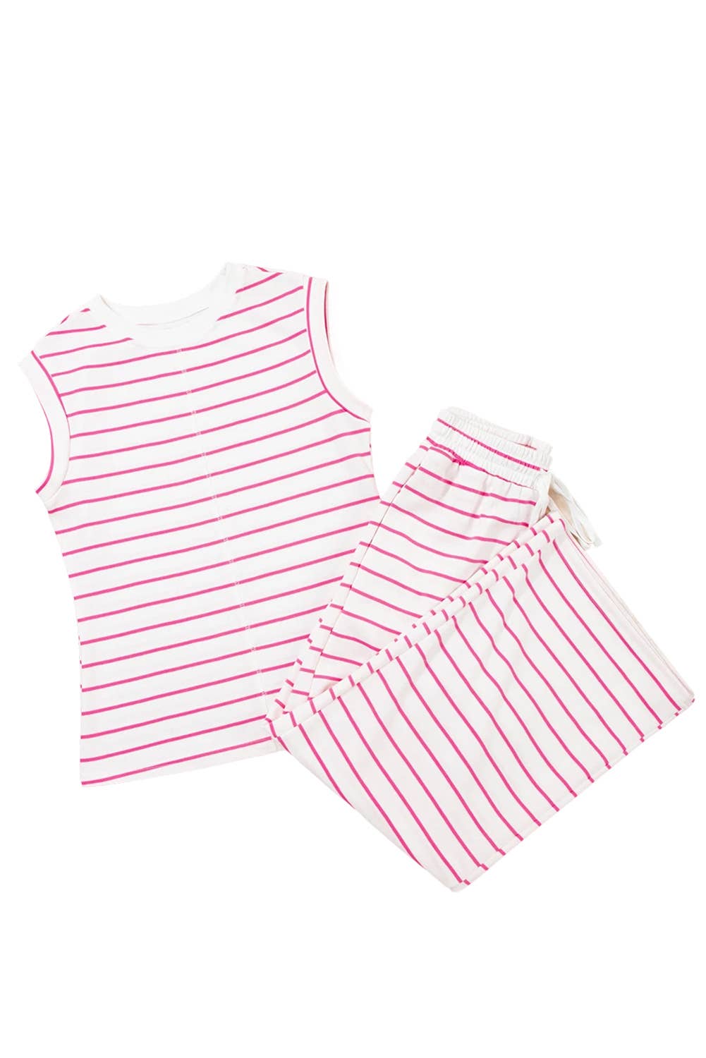 Casual Style Striped Short Sleeve Two-Piece Set | S-XL: As shown / Missy / M