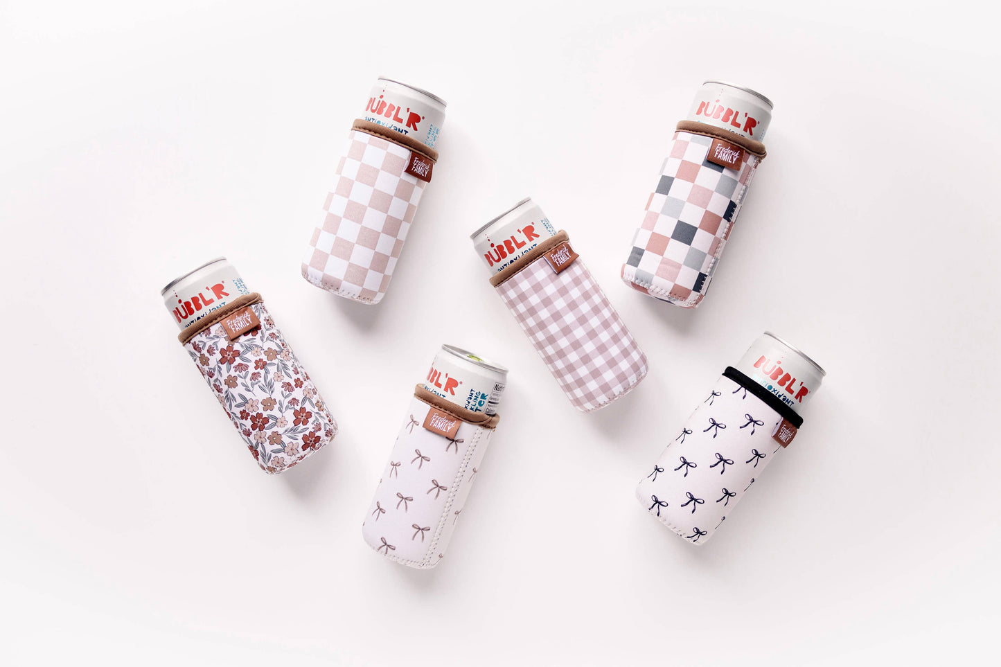 Slim Can Drink Sleeves- Reusable Neoprene Coolers with Aesthetic Patterns, 12oz Skinny Can Holder for Seltzer Energy Drinks: 6 green stripe