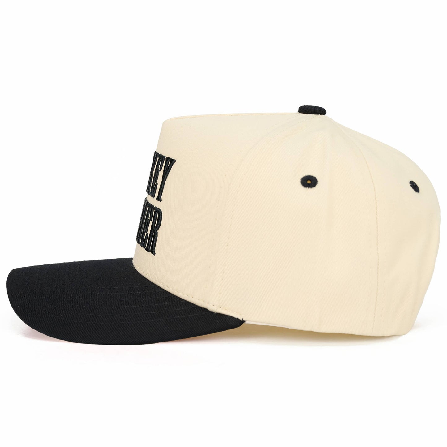 C.C WHISKEY WEATHER Embroidered Letter Two Tone Trucker Hat: Brown