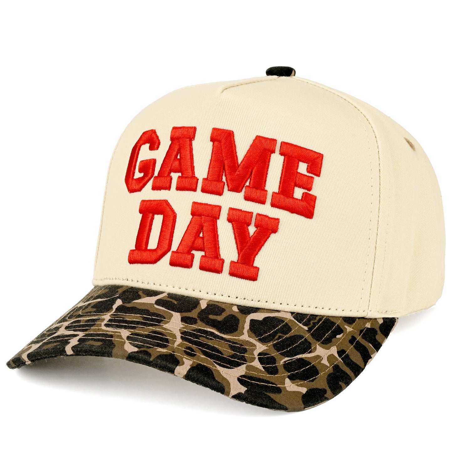 C.C GAME DAY Embroidered Cotton Baseball Cap: Leopard