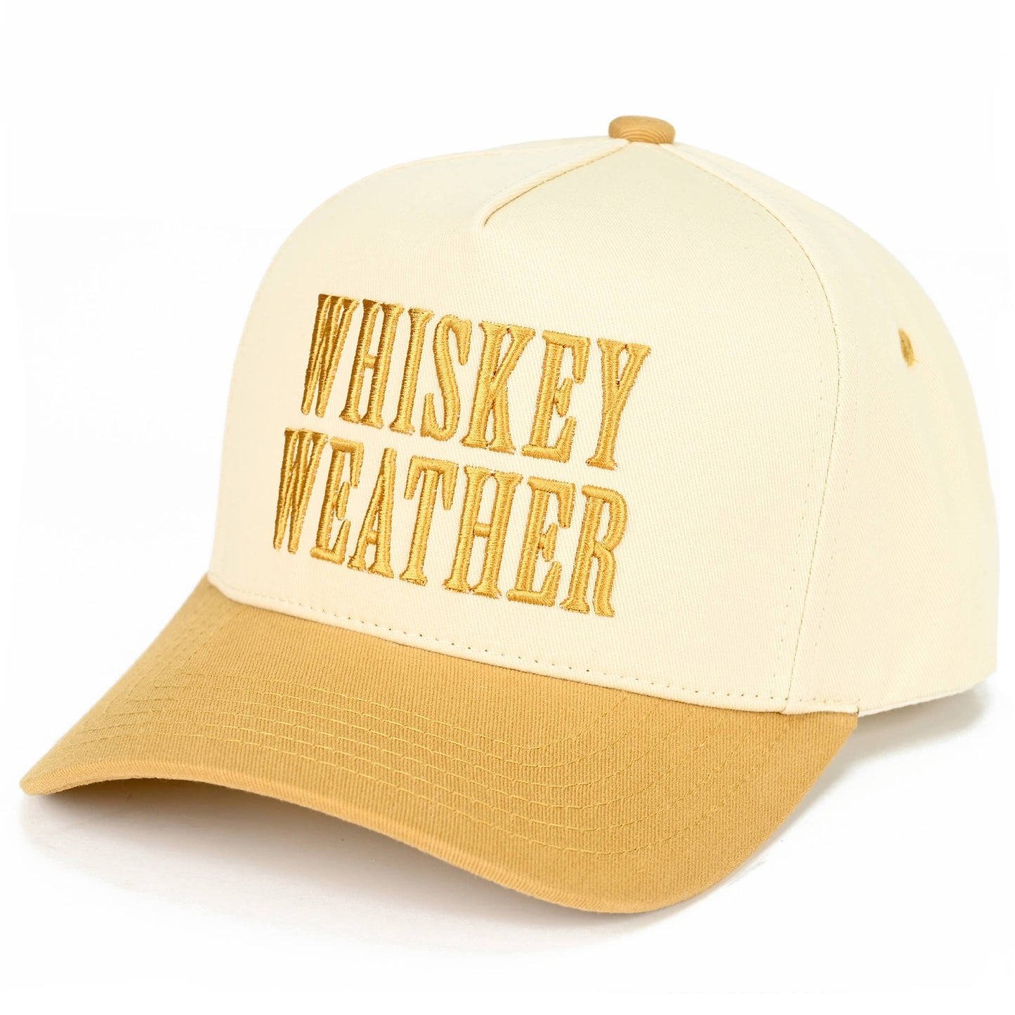 C.C WHISKEY WEATHER Embroidered Letter Two Tone Trucker Hat: Brown