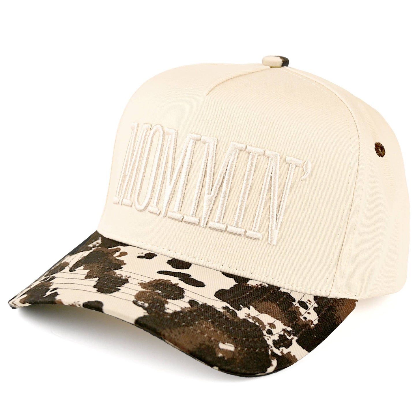 C.C MOMMIN Letter Two Tone Trucker Cap: Beige
