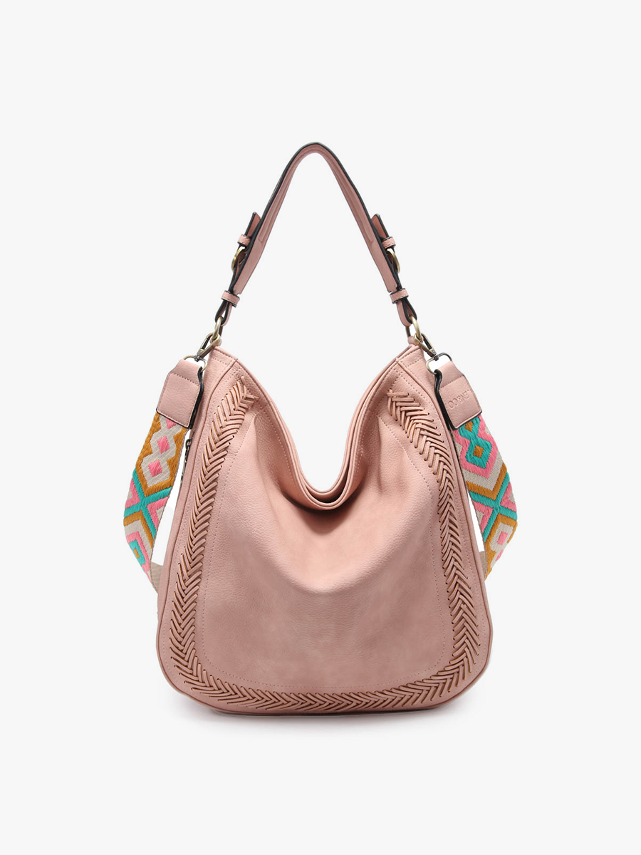 M2049 Aris Whipstitch Hobo/Crossbody w/ Guitar Strap: Black