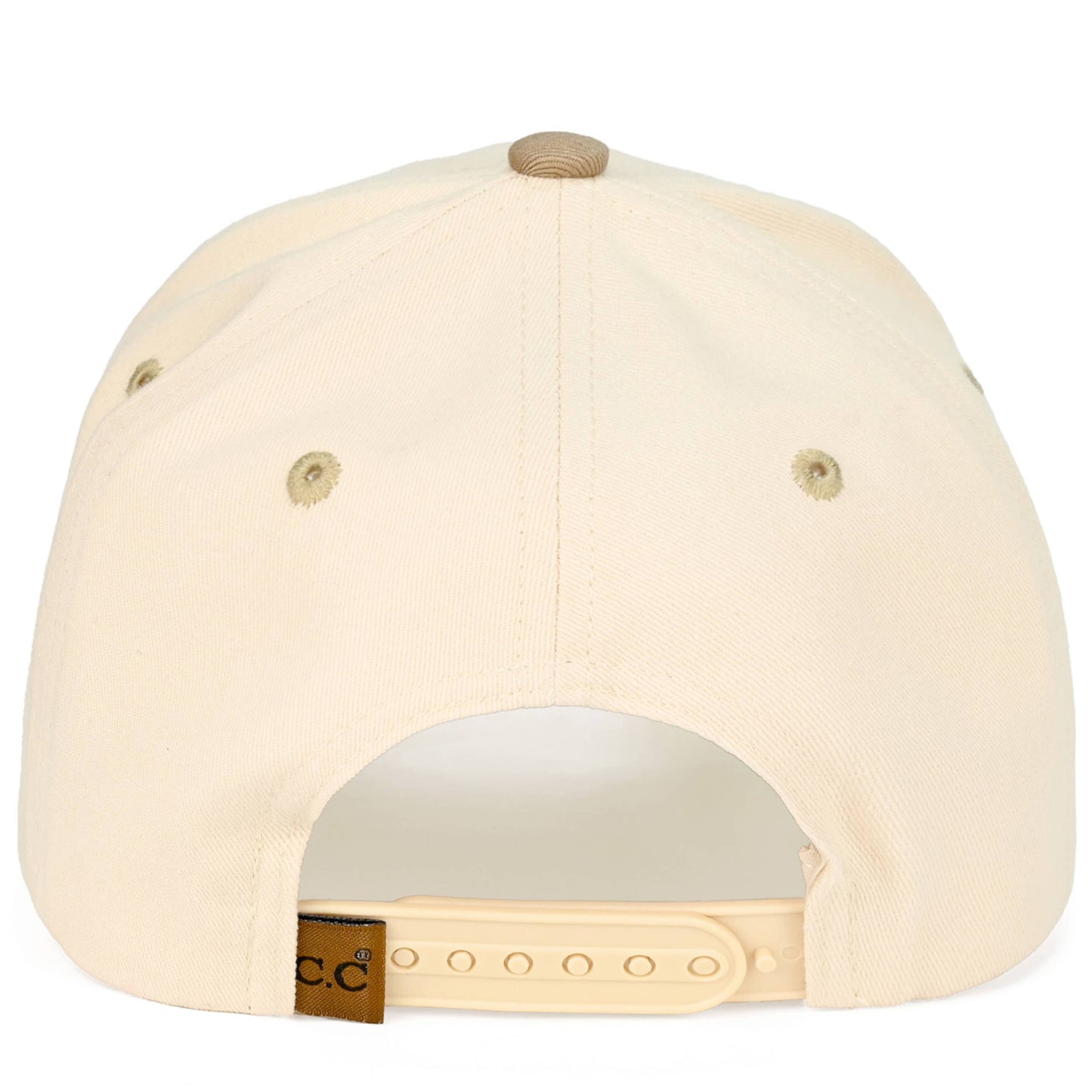 C.C WHISKEY WEATHER Embroidered Letter Two Tone Trucker Hat: Brown