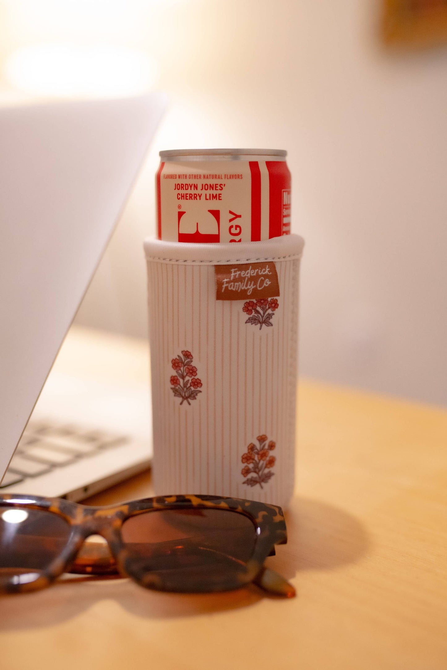 Slim Can Drink Sleeves- Reusable Neoprene Coolers with Aesthetic Patterns, 12oz Skinny Can Holder for Seltzer Energy Drinks: 6 green stripe