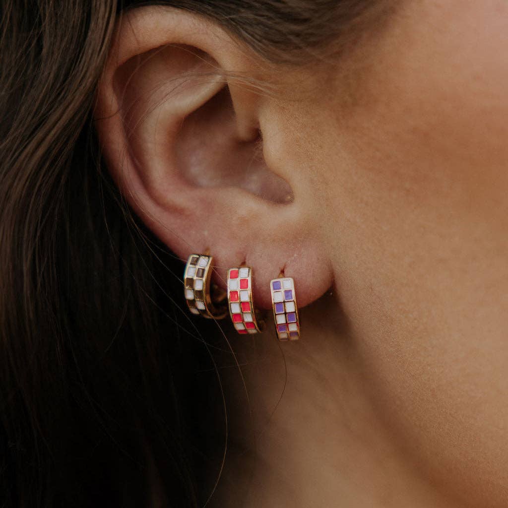 Purple & White Checkered Hoops *LIMITED EDITION*