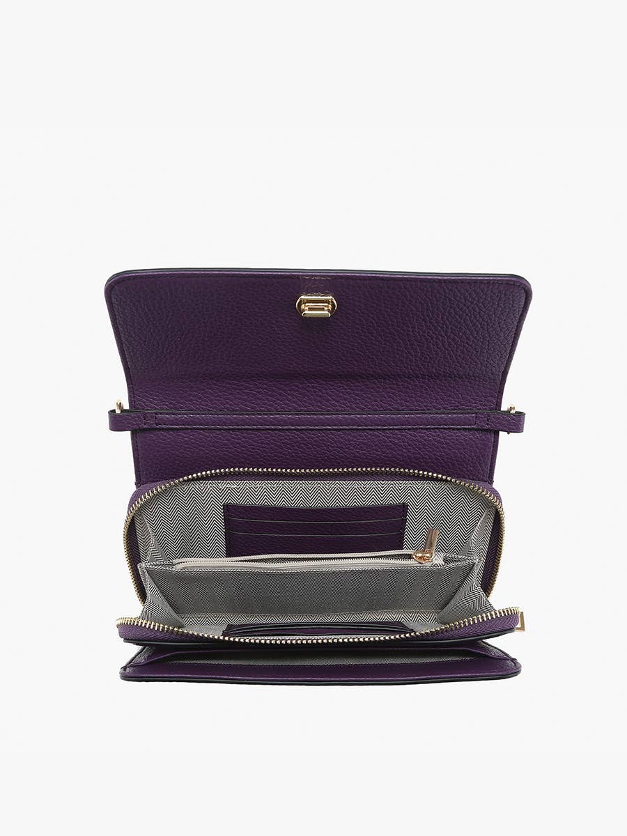 M2589 Lauryn Flapover Crossbody w/ Chain Strap: Brown