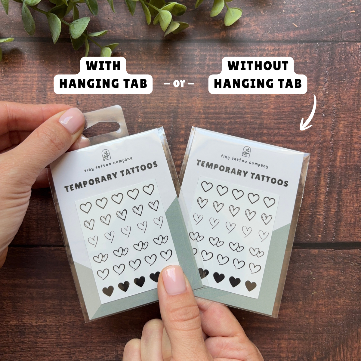 Mini Heart Temporary Tattoo Pack 🖤: With Hanging Tab