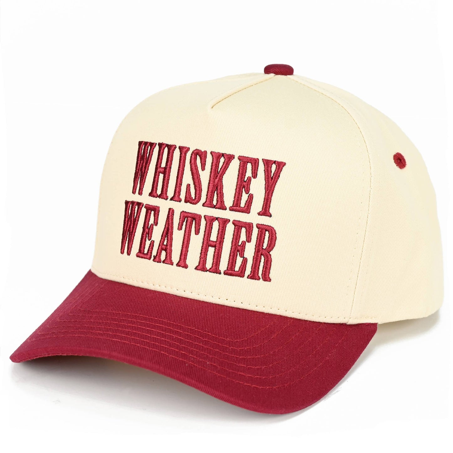 C.C WHISKEY WEATHER Embroidered Letter Two Tone Trucker Hat: Brown