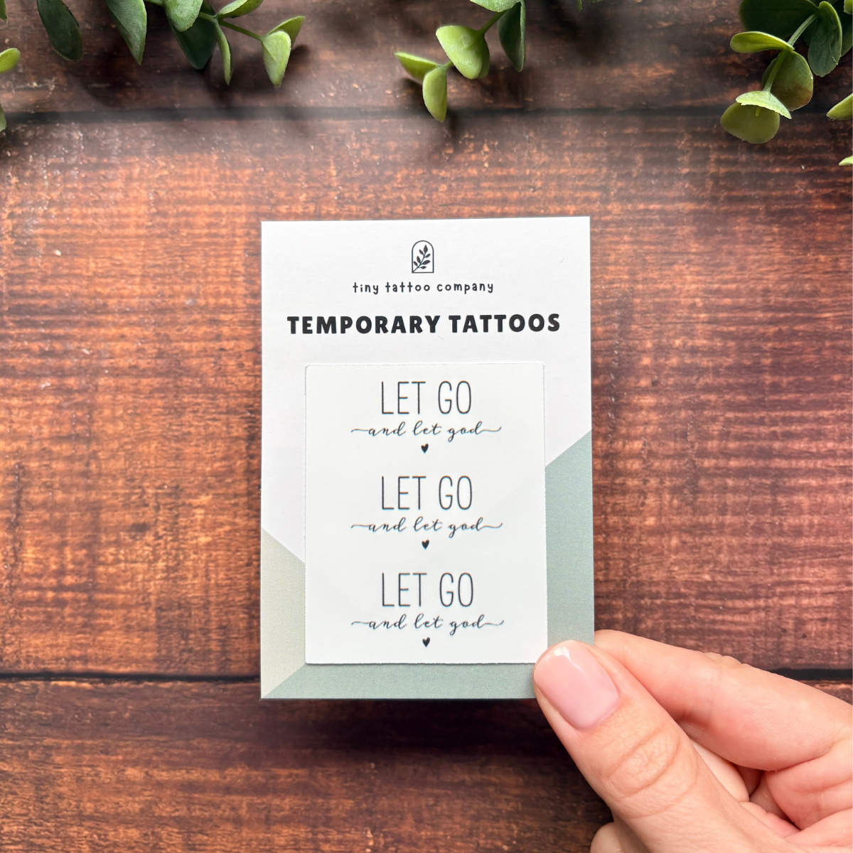 'Let Go & Let God' Temporary Tattoo Set  ✝︎: With Hanging Tab