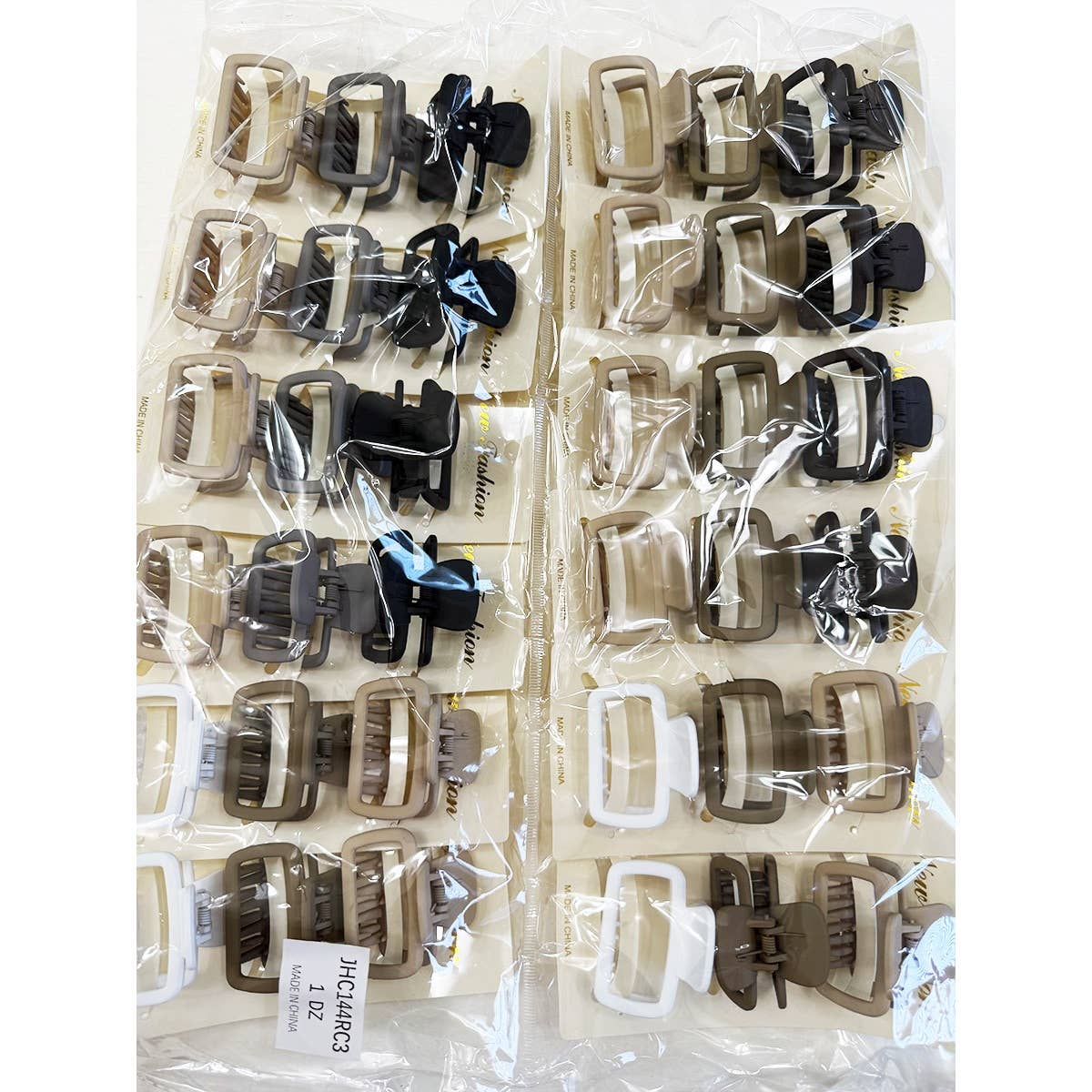 Neutral Color Medium Size  Rectangle Hair Claw Set: MIX COLOR / ONE(12)