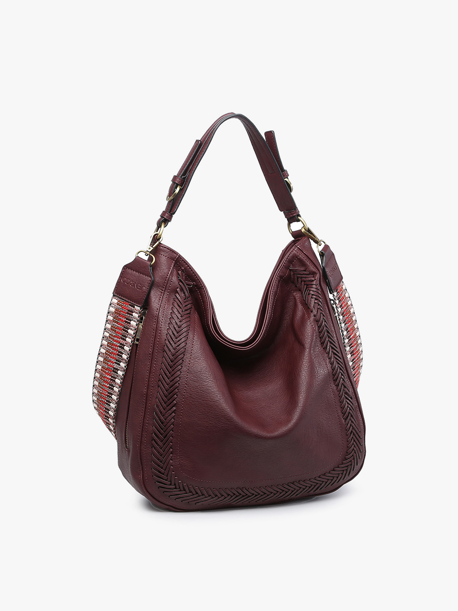 M2049 Aris Whipstitch Hobo/Crossbody w/ Guitar Strap: Black