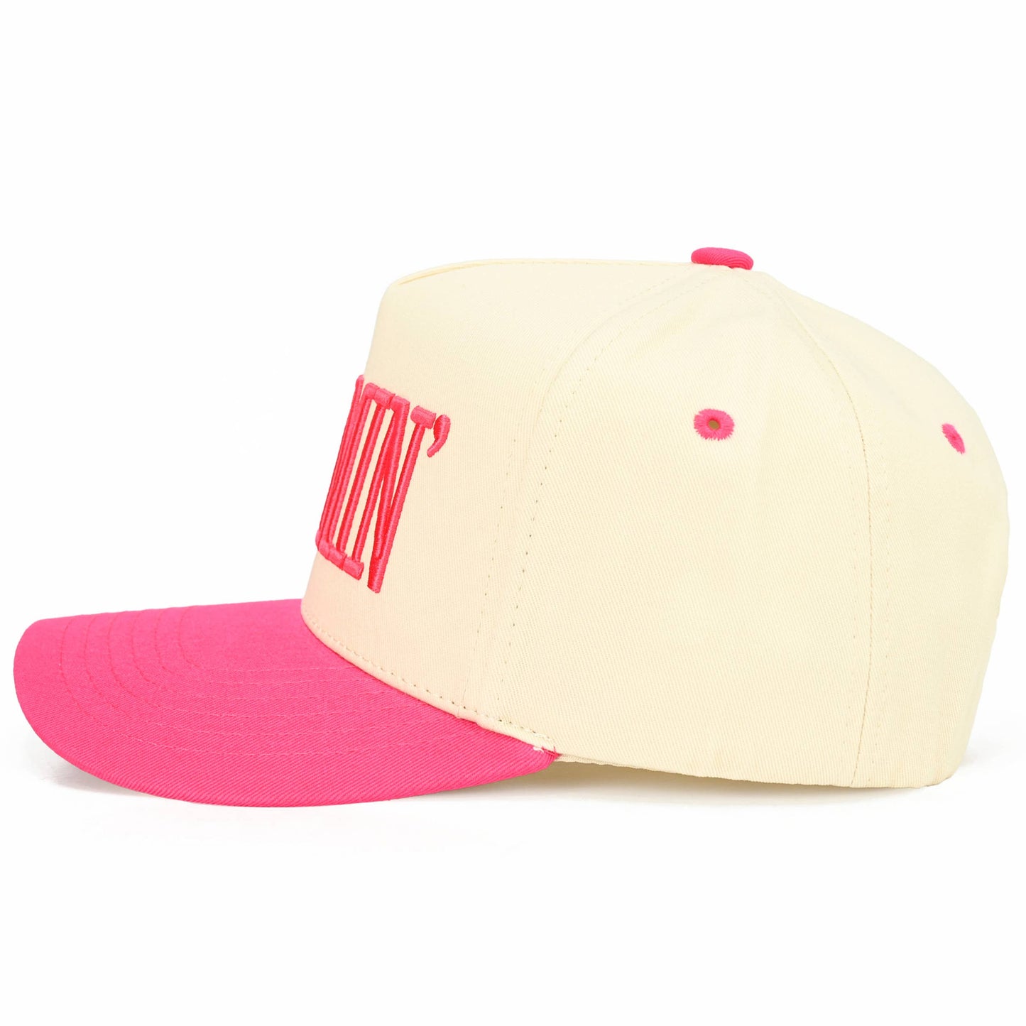 C.C MOMMIN Letter Two Tone Trucker Cap: Beige
