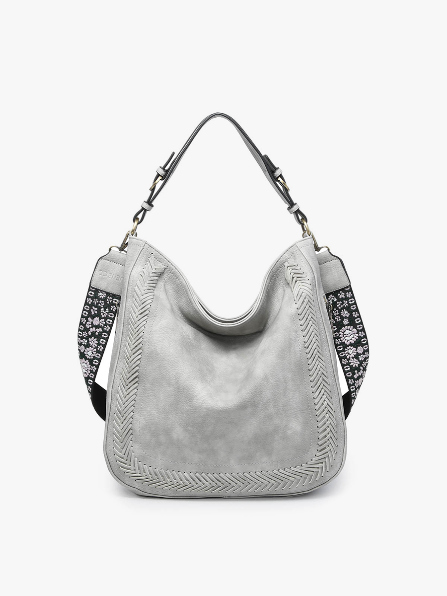 M2049 Aris Whipstitch Hobo/Crossbody w/ Guitar Strap: Black