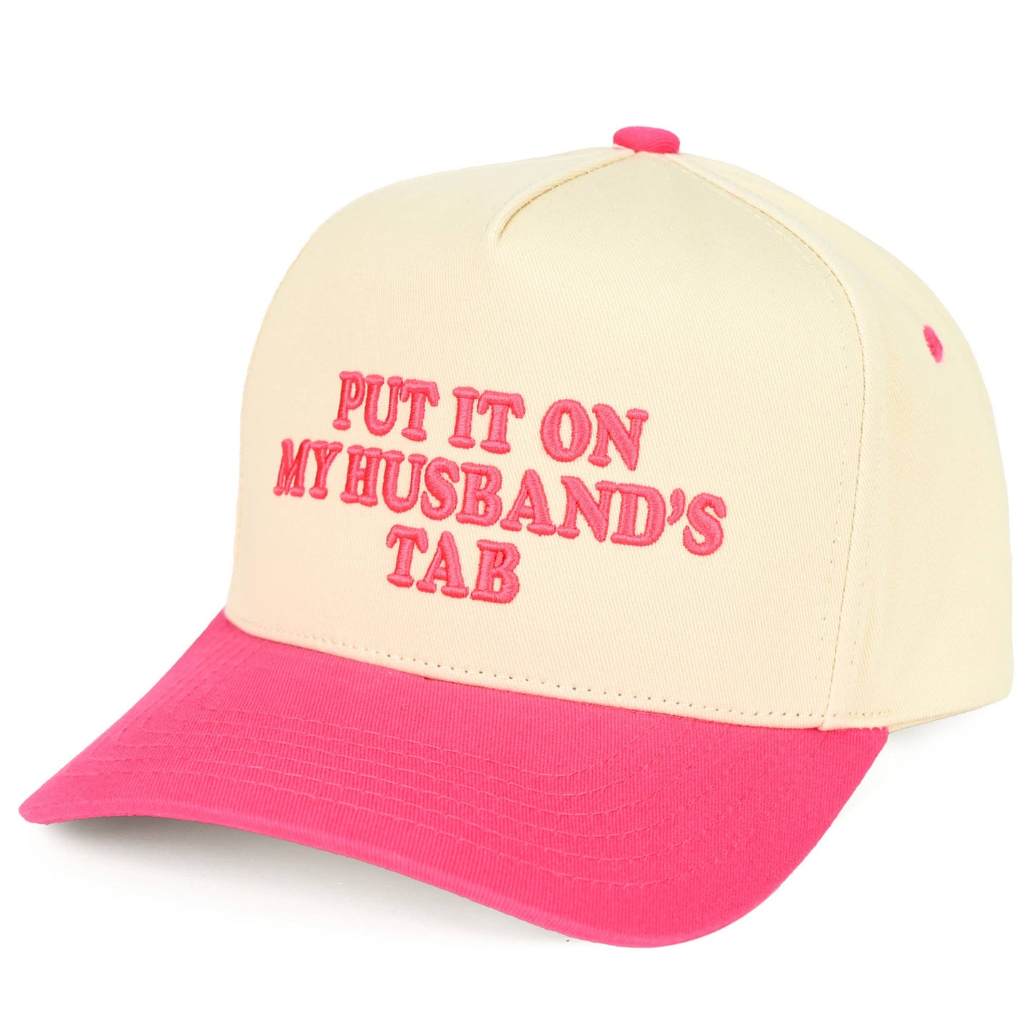 C.C PUT IT ON MY HUSBAND'S TAB Letter Trucker Hat: Brown