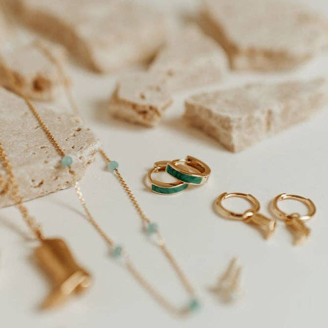 AZ Turquoise Hoops: Silver