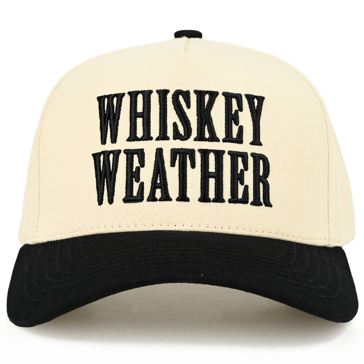 C.C WHISKEY WEATHER Embroidered Letter Two Tone Trucker Hat: Brown